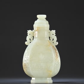 CHINESE CARVED WHITE JADE VASE
