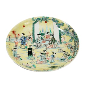 A FAMILLE VERTE FIGURAL STORY SAUCER