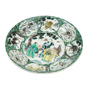 A FAMILLE VERTE FIGURAL STORY DISH