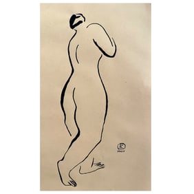A PAINTING OF NU DEBOUT DE DOS SIGNED SANYU