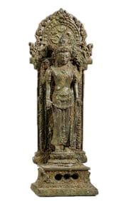 A COPPER ALLOY STANDING SHIVA NORTHEASTERN INDIA