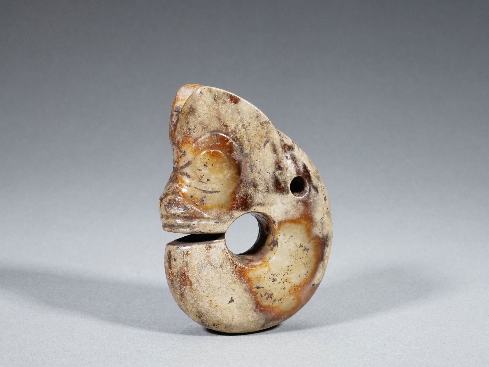 A RARE CARVED JADE PIG-DRAGON (1 of 6)