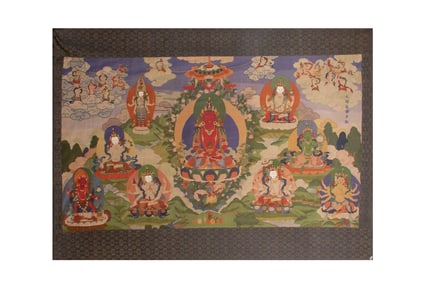 A KESI EMBROIDERED AMITAYUS THANGKA