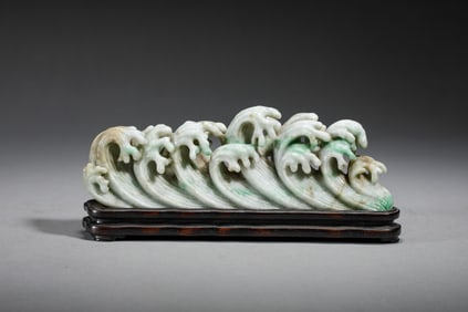 A CARVED JADEITE BRUSHREST