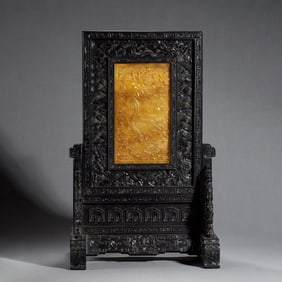 A TIANHUANG PANEL INLAID ROSEWOOD TABLE SCREEN