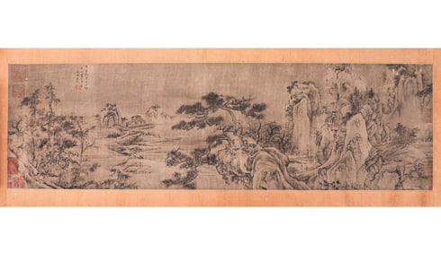 A CHINESE PAINTING OF MOUNTAINS LANDSCAPE SIGNED WANG SHEN