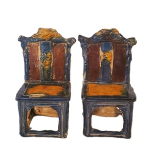 MING DYNASTY GLAZED POTTERY YOKE BACK CHAIRS