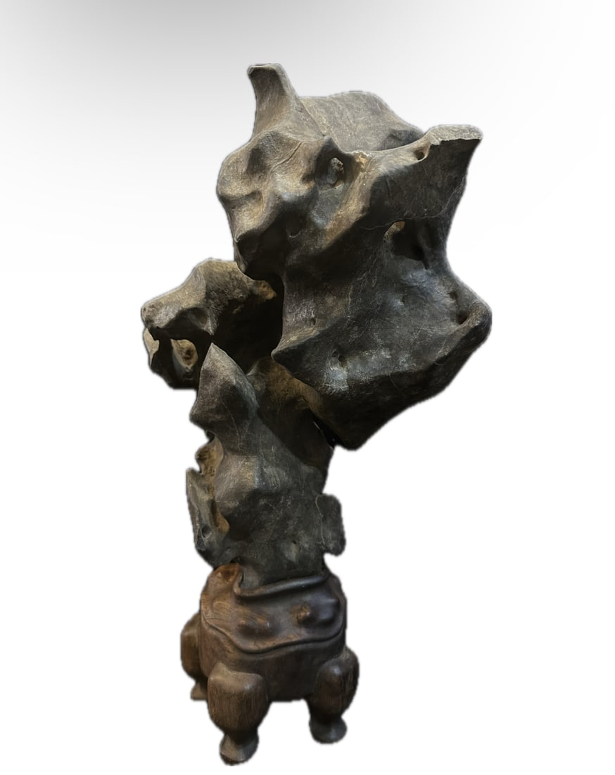 A SCHOLAR STONE WITH WOOD BASE (1 of 10)