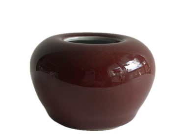 CHINESE PORCELAIN RED GLAZED WATER POT