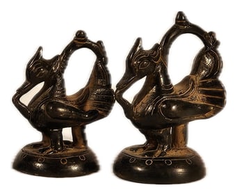SET OF NINE BURMESE BRONZE HINTHA BIRD OPIUM WEIGHTS