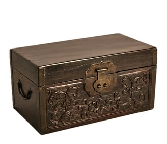 19TH CENTURY CARVED CHINESE HARDWOOD DOCUMENT BOX