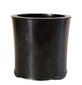 CARVED CHINESE BLACK WOOD BRUSH POT