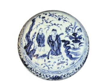 CHINESE BLUE AND WHITE PORCELAIN COVERED BOX