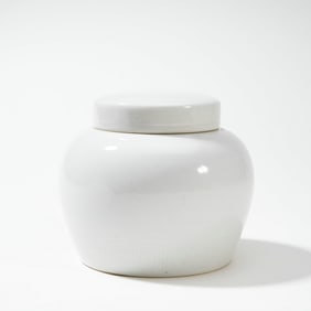 A MONOCHROME GLAZE JAR WITH COVER