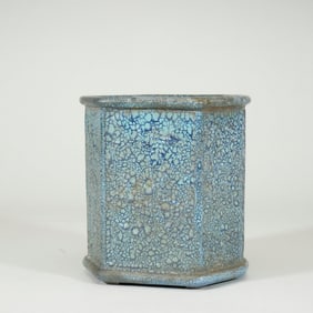 A YIXING GLAZE ZISHA BRUSHPOT