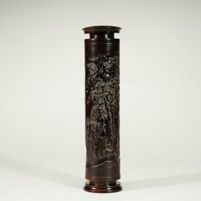 A CARVED ROSEWOOD INCENSE HOLDER