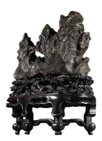 A CHINESE LINGBI SCHOLAR'S ROCK ON STAND