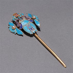 KINGFISHER HAIR PIN WITH PEARL INLAY
