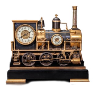 RARE EUROPEAN LOCOMOTIVE FORM MANTEL CLOCK