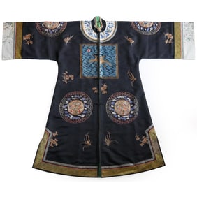 RARE QING DYNASTY SILK EMBROIDERED OFFICIAL’S ROBE