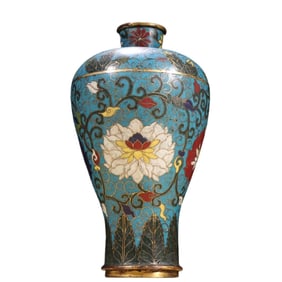 FINE CHINESE CLOISONNE ENAMEL MEIPING VASE