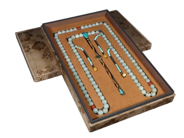 CHINESE WHITE JADE COURT BEAD SET