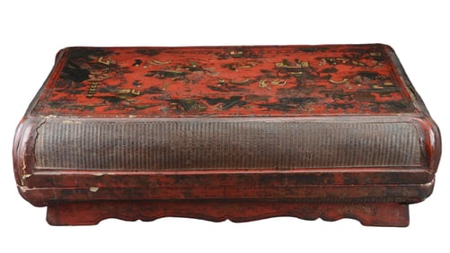 17TH/18TH C. LACQUER BOX WITH BASKET WEAVE SIDES