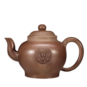 A YIXING GLAZE “BAGUA PATTERN” ZISHA TEAPOT