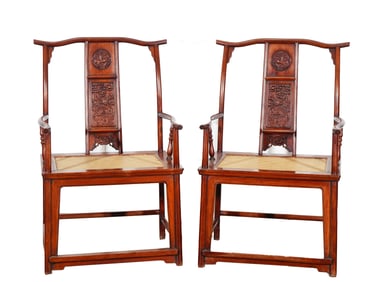 PAIR HUANGHUALI HORSE-SHOES CHAIRS
