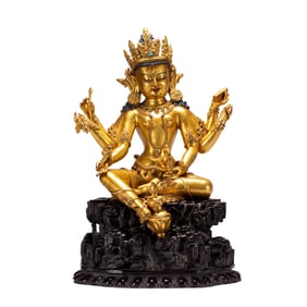A BRONZE-GILT FIGURE OF VASUDHARA