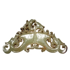 A JADE CARVING OF DRAGON AND PHOENIX