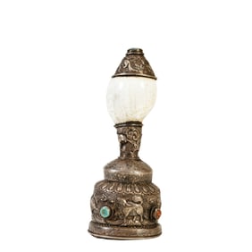 A TIBETAN HARDSTONES INLAID CONCH