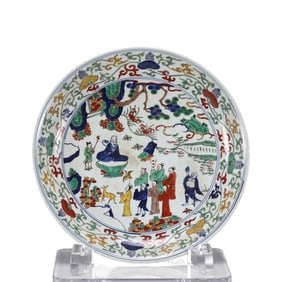 A CHINESE WUCAI GLAZE PORCELAIN DISH