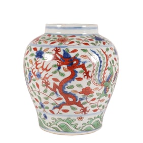 A WUCAI GLAZE DRAON JAR