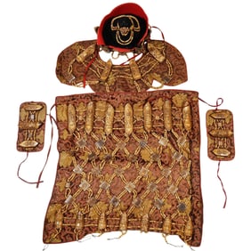 AN IMPORTANTE SET OF TIBETAN RITUAL BONE APRON LEAVES