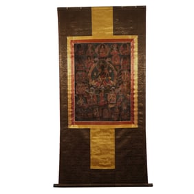 A TIBETAN THANGKA OF GREEN TARA