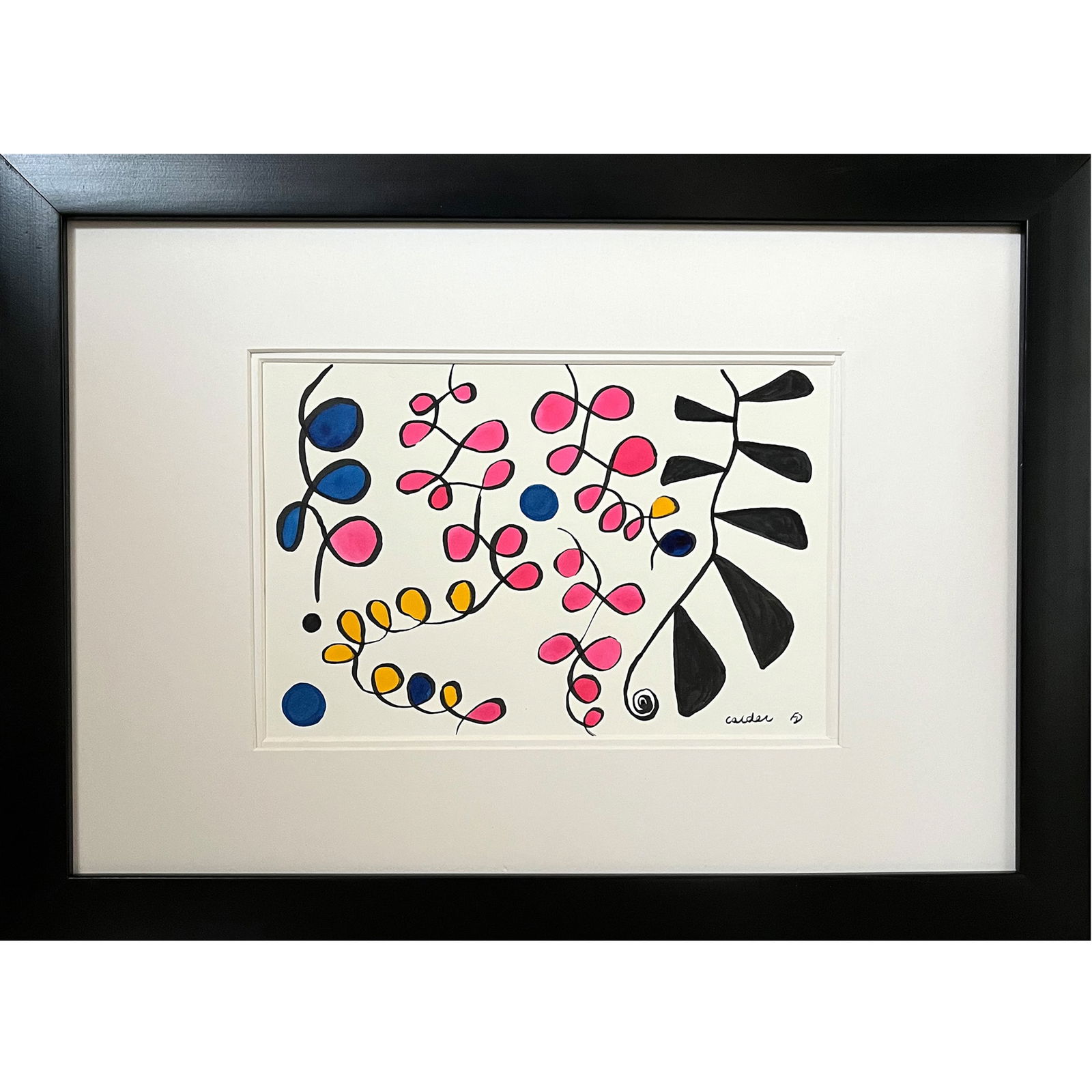 AUTUMN LEAVES SIGNED ALEXANDER CALDER: AUTUMN LEAVES SIGNED ALEXANDER CALDER Water color on paper DIMENSION: Image only 13.5x20.5 cm. With frame 27.6x37.9 cm. A LIST OF RECOMMENDED THIRD-PARTY SHIPPER IS AVAILABLE UNDER SHIPPING INFORMATIO