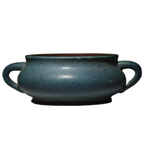 A ROBINS EGG YIXING GLAZE CENSER