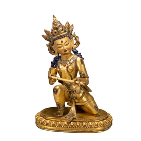 A SINO-TIBETAN BRONZE-GILT BODHISATTVA