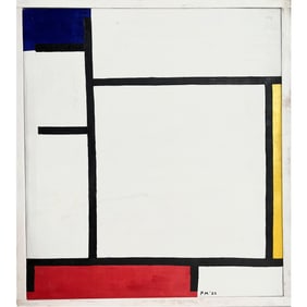 COMPOSITION WITH BLUE YELLOW RED AND GREY SIGNED PIET MONDRIAN