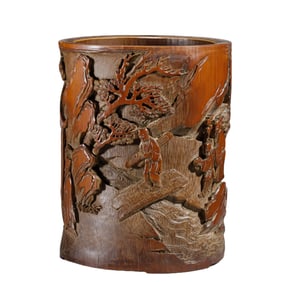 A CARVED BAMBOO BRUSHPOT