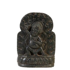 A CARVED BLACK STONE VAJRAPANI