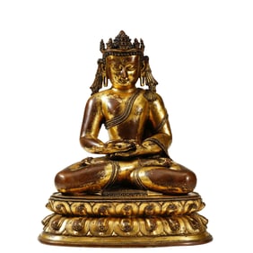 A BRONZE-GILT SEATED AMITAYUS