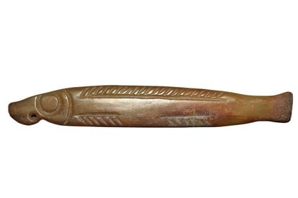 A RARE JADE FISH FORM KNIFE