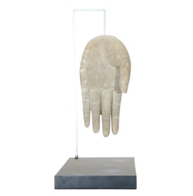 A CARVED STONE BUDDHA HEAD