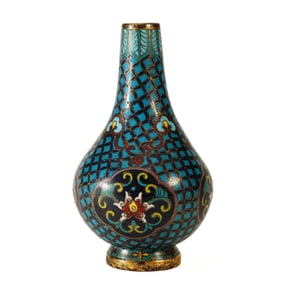 A FINE CLOISONNE ENAMEL PEAR SHAPED VASE