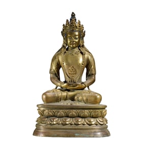 A BRONZE-GILT AMITAYUS