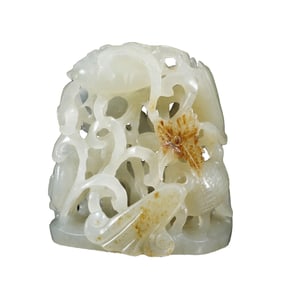 A CARVED JADE OPENWORK FINIAL