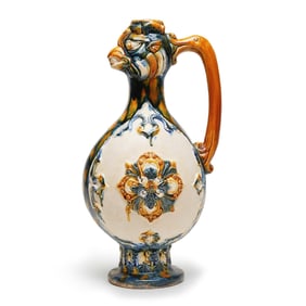 A RARE SANCAI GLAZE PHOENIX-HEAD POTTERY EWER