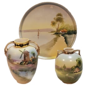 3 BEAUTIFULLY PAINTED JAPANESE NIPPON WEAR EARLY 20TH CENTURY